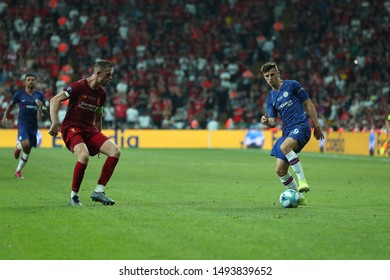 AUGUST 14, 2019 - ISTANBUL, TURKEY: Mason Mount With The Ball, Runs And Dribbles On Terrific Fast Speed. UEFA Super Cup Liverpool - Chelsea