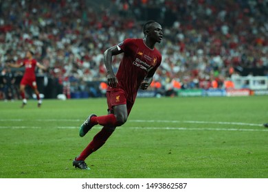 AUGUST 14, 2019 - ISTANBUL, TURKEY: Sadio Mane beautiful portrait celebrating scored goal. UEFA Super Cup Liverpool - Chelsea