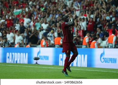 AUGUST 14, 2019 - ISTANBUL, TURKEY: Sadio Mane Beautiful Portrait Celebrating Scored Goal. Happy Emotions. UEFA Super Cup Liverpool - Chelsea