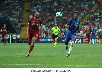 AUGUST 14, 2019 - ISTANBUL, TURKEY: Challenge For The Ball Between Joel Matip And Tammy Abraham. UEFA Super Cup Liverpool - Chelsea