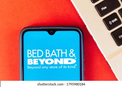 August 14, 2020, Brazil. In This Photo Illustration The Bed Bath And Beyond Logo Seen Displayed On A Smartphone