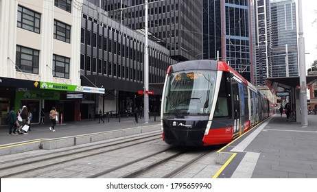 August 14, 2020: Townhall, Sydney: Light Rail Of Sydney, Australia.