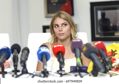 August 17, 2017. Kiev, Ukraine. Press-conference Of Yuliya Levchenko, High Jumper, The 2017 World Championship Silver Medalist And The 2017 European U23 Champion. 