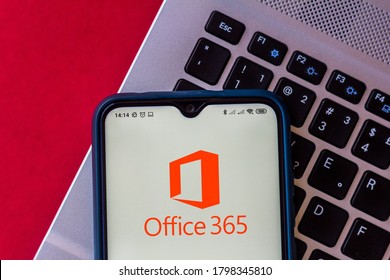 August 17, 2020, Brazil. In this photo illustration the Microsoft 365 app logo seen displayed on a smartphone