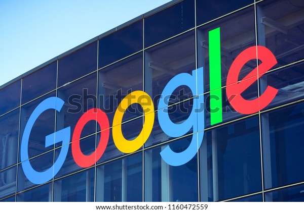 August 19, 2018 Mountain View / CA / USA - Google logo on one of the buildings situated in Googleplex, the company's main campus in Silicon Valley