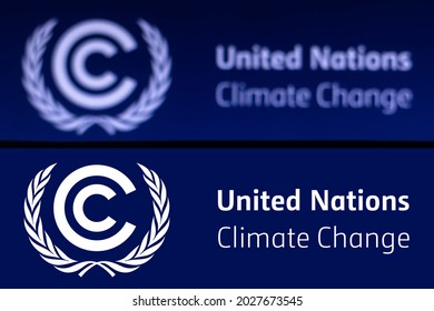 August 19, 2021, Brazil. In This Photo Illustration The United Nations Framework Convention On Climate Change (UNFCCC) Logo Seen Displayed On A Smartphone