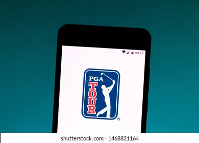 August 2, 2019, Brazil. In This Photo Illustration The PGA Tour Logo Is Displayed On A Smartphone.