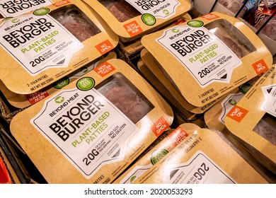 August 2, 2021 Sacramento  CA  USA - Beyond Burger And Beyond Beef Packages, All Beyond Meat Products, Available For Purchase In A Supermarket In California, USA