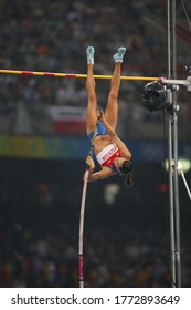 In August 2008, Yelena Isinbayeva Became The Olympic Champion In The Beijing Summer Olympics With 5.05 Meters In The Pole Vault.