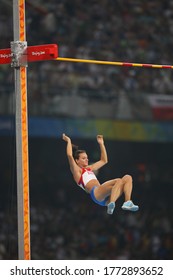 In August 2008, Yelena Isinbayeva Became The Olympic Champion In The Beijing Summer Olympics With 5.05 Meters In The Pole Vault.