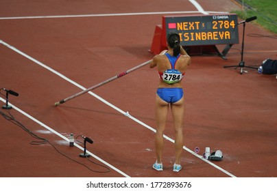 In August 2008, Yelena Isinbayeva Became The Olympic Champion In The Beijing Summer Olympics With 5.05 Meters In The Pole Vault.