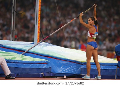 In August 2008, Yelena Isinbayeva Became The Olympic Champion In The Beijing Summer Olympics With 5.05 Meters In The Pole Vault.