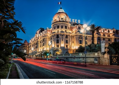 August 2018 - Nice, France - Le Negresco Hotel In Nice City On The French Riviera