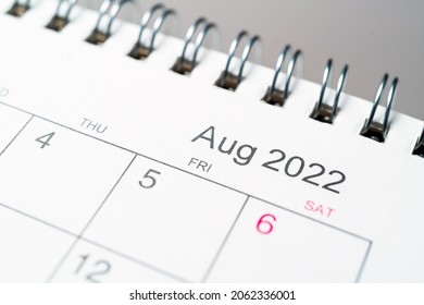 August 2022 Year On Desk Calendar Close Up