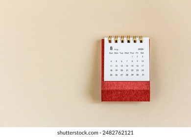August .2024 desk calendar on your desktop for planning - Powered by Shutterstock
