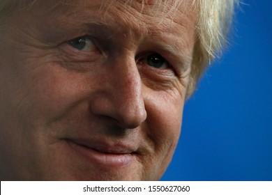 AUGUST 21, 2019 - BERLIN: British Primne Minister Boris Johnson at a press conference before a meeting with the German Chancellor, Chanclery.