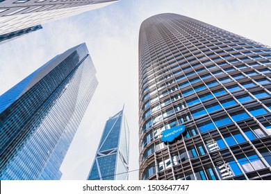 August 21, 2019 San Francisco / CA / USA - Salesforce tower, the Company's new corporate HQ; Two residential buildings (Millennium tower and 181 Fremont Street tower) rising next to it; SOMA District