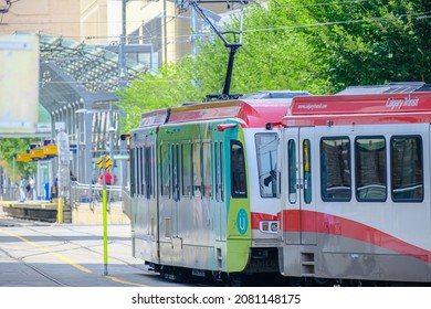 August 22 2022 - Calgary Alberta Canada - Calgary Transit LRT Train