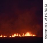 August 22 2024 eruption on the Reykjanes peninsula in Iceland at night