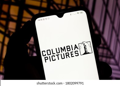 August 24, 2020, Brazil. In This Photo Illustration The Columbia Pictures Industries Logo Seen Displayed On A Smartphone