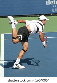 August 25, 2008 - US Open, New York: Ivan Navarro Of Spain Completing A Serve