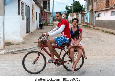 August 25, 2019: Family Traveling On The Same Bike. Trinidad, Cuba