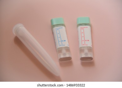 August 25, 2019, Yokohama, Japan, Cup For Urine Sample And Container For Stool Sample For Medical Examination