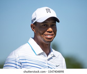 August 29 2012 Verona NY USA
Tiger Woods joins fellow Stanford room mate Notah Begay III at Atunyote golf course , Turning Stone Resorts for a charity golf outing. The two would win the tournament.