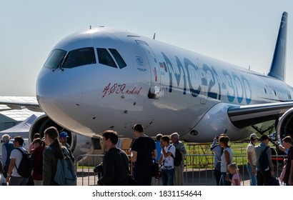 August 30, 2019. Zhukovsky, Russia. Promising Russian Medium-range Narrow-body Passenger Aircraft Irkut MC-21.