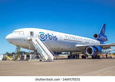 August 3rd, 2019. Oakland, California. The Orbis Flying Eye Hospital DC-10 Parked On The Tarmac For Tours. 