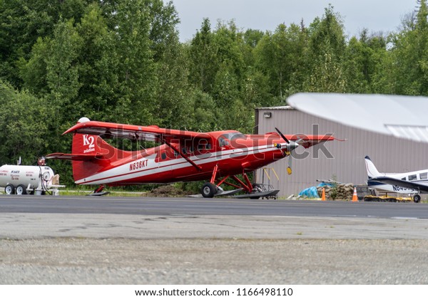 AUGUST 9 2018 - TALKEETNA, ALASKA: K2 Aviation,\
a flightseeing and glacier landing tourist bush plane service. A\
fatal plane crash occurred in Denali National Park, killing the\
pilot and 4 tourists