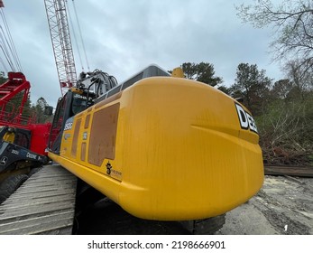 Augusta, Ga USA - 03 19 22: CAT Heavy Construction Machinery Back View