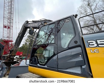 Augusta, Ga USA - 03 19 22: CAT Heavy Construction Machinery Looking At Cab Exterior