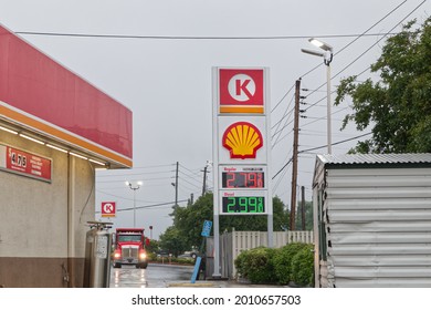 Augusta, Ga USA 05 12 21: Shell Gas Station Digital Price Sign Colonial Pipeline Hack Gas Outages And Shortages In Georgia