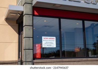 Augusta, Ga USA - 10 18 22: Burger King Now Hiring Sign