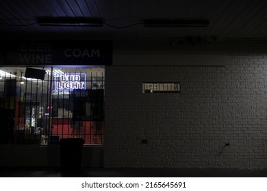 Augusta, Ga USA - 11 13 21: Urban Convenience Store At Night Partial Window View