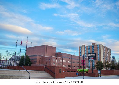 Augusta, Ga USA - 12 15 20: James Brown Arena Sign And Stairs