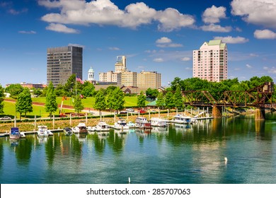 Augusta, Georgia, USA downtown skyline on the Savannah River.
