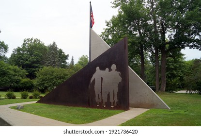 Augusta, ME, USA - July 26, 2020: Vietnam War Memorial In Capitol Park