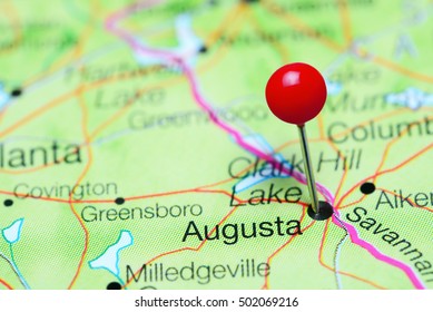 Augusta Pinned On A Map Of Georgia, USA
