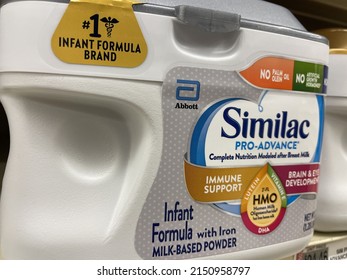 AUGUSTA, UNITED STATES - Feb 19, 2022: Augusta, Ga USA - 02 19 22: Similac Baby Formula Powder Canister