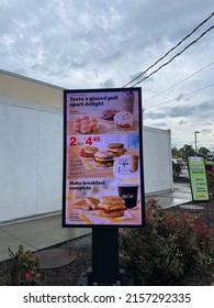 AUGUSTA, UNITED STATES - May 07, 2022: Augusta, Ga USA - 04 18 22: McDonalds Fast Food Signs Breakfast Specials