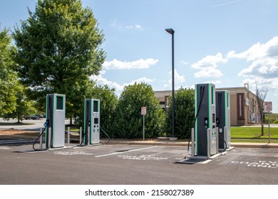 AUGUSTA, UNITED STATES - May 09, 2022: Augusta, Ga USA - 07 17 21: Electric Car Charging Station