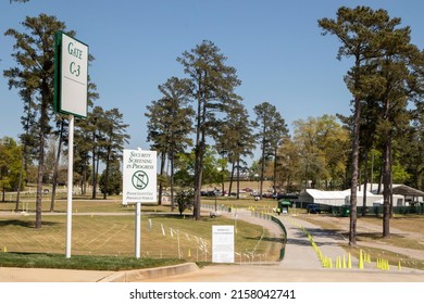AUGUSTA, UNITED STATES - May 09, 2022: Augusta, Ga USA - 04 04 21: Masters Golf Tournament 2021 sign posted at a walkway entrance