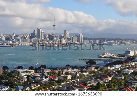 aukland city view from a hill volcano