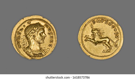 Aureus (Coin) Portraying Emperor Aurelian - Shutterstock ID 1618573786