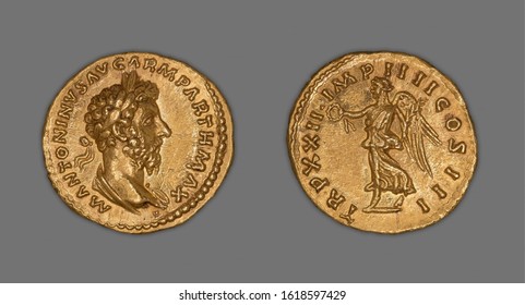 Aureus (Coin) Portraying Emperor Marcus Aurelius - Shutterstock ID 1618597429