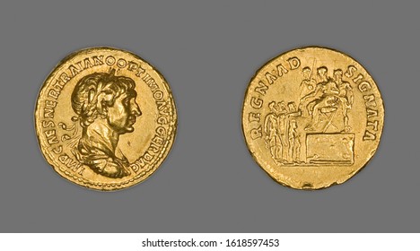 Aureus (Coin) Portraying Emperor Trajan - Shutterstock ID 1618597453