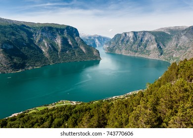 Aurlandsfjorden In Sogn Og Fjordane County, Norway