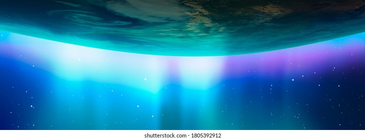 Aurora australis under the planet Earth "Elements of this image furnished by NASA" - Shutterstock ID 1805392912
